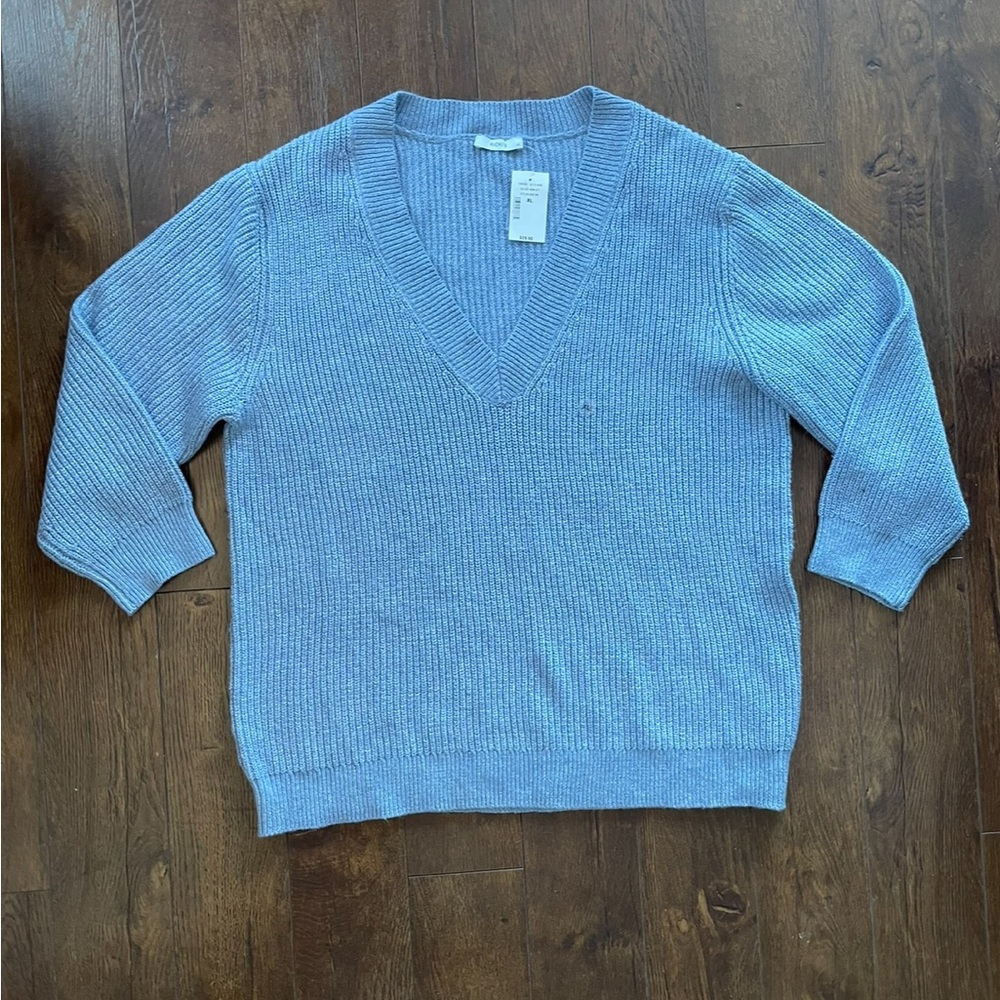 NWT Plus Size Deep V Knit Sweater. XL. Light Blue - Picture 6 of 7